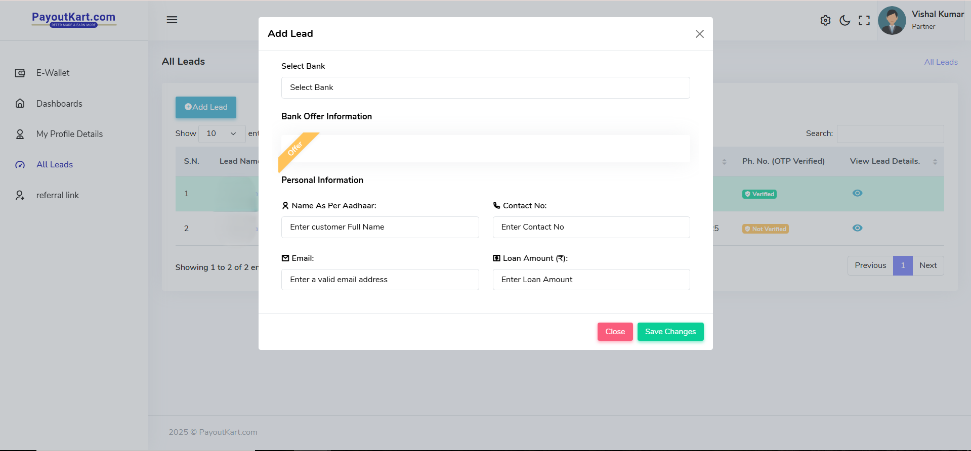 Add your Referal leads